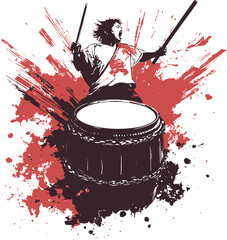 Taiko Drum instrument on Red and black Taiko Drum T-Shirt