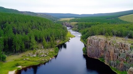 Serene River Valley Landscape
