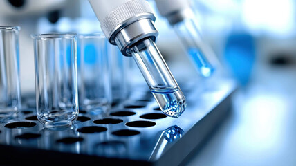 Laboratory equipment with pipette and test tubes for scientific analysis