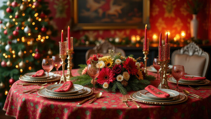 Elegant Christmas Dinner Table Setting - Festive Table Settings