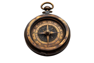 Antique brass compass resting on a plain surface with intricate dial design showing cardinal directions