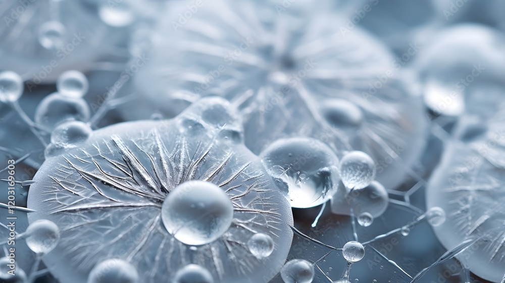 Aufkleber breathtaking macro shot of delicate frozen water droplets forming intricate crystalline structures w
