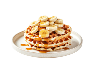 Delicious banana waffles home kitchen food photography cozy setting close-up comforting breakfast treat