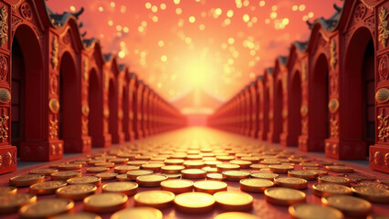 Fototapeta premium Golden Path to Prosperity: Chinese New Year - Chinese New Year/Luna.