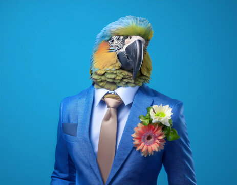 Parrot with flowers