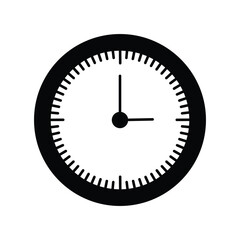 clock glyph outline icon with white background vector stock illustration