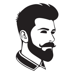Stylish Beard with Mustache Vector Illustration for Art
