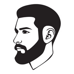Bold Bearded Man Silhouette Design for Creative Projects
