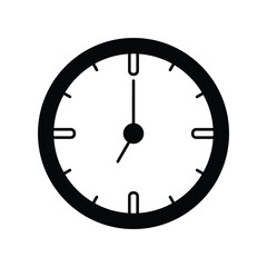 clock glyph outline icon with white background vector stock illustration