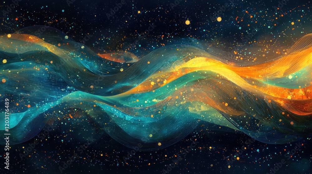 Poster digital brain: neural connections and data streams 2d illustration