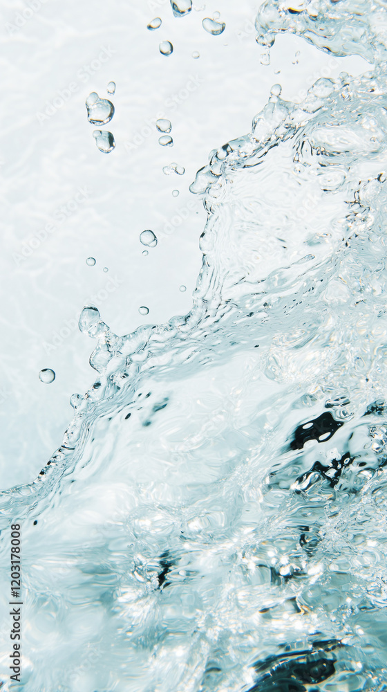 Poster water splashes: abstract close-up of dynamic water splashes, showcasing the intricate textures and p