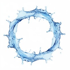 Water Splash in Circular Frame, isolated on white background, perfect for summer or water themed designs