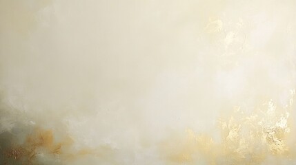 A serene abstract background with creamy beige tones, light fog-like textures, and subtle golden highlights evoking calm