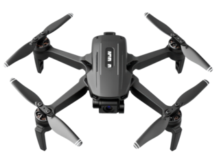 Isolated Black Drone with White Logo