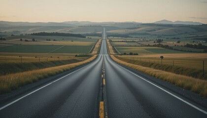 empty countryside roads stretching into the horizon 