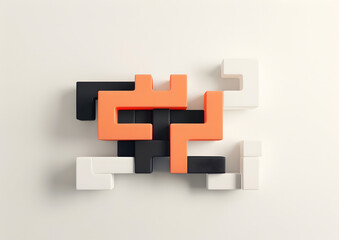 Obraz premium Playful Structure Creative Formation. Colorful geometric shapes arranged creatively on a light background. 