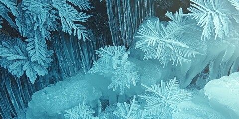 Intricate Frost Patterns on Glass in a Chilly Palette
