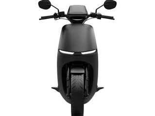 Isolated Front View Black Electric Scooter