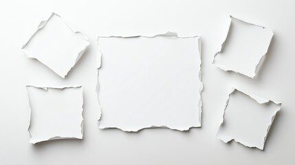 Obraz premium Torn paper edges on a white background, showcasing creative design elements for artistic and professional projects.