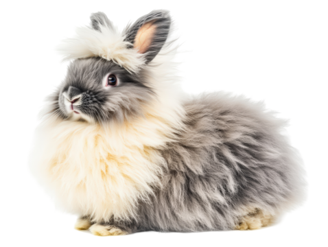 Isolated Fluffy Gray Rabbit