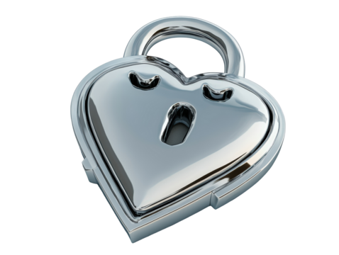 Isolated Heart Shaped Padlock