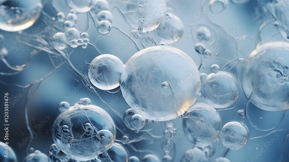 Aufkleber captivating close up view of intricate ice layers with delicate bubbles suspended within a tranquil 