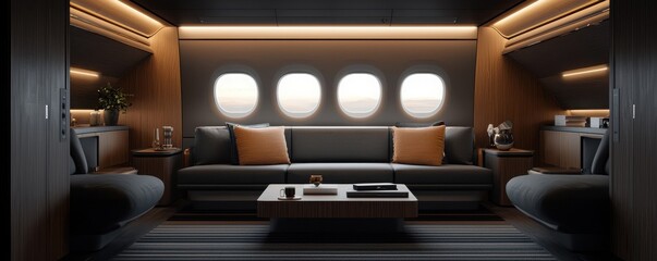 Premium lounge experience for deluxe jetsetters airplane interior