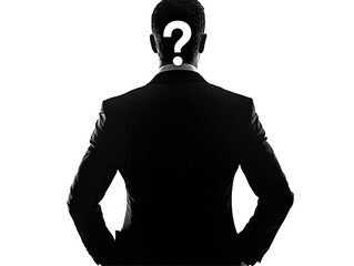 Isolated Question Mark Above Businessman Silhouette