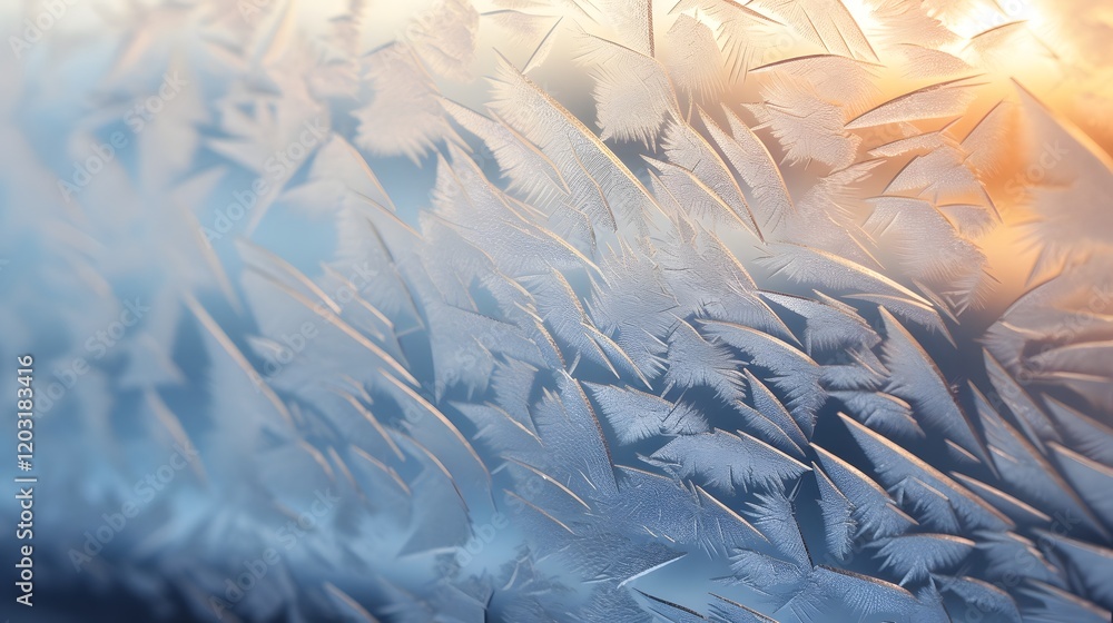Poster delicate frosty patterns cover the car windshield creating a serene and minimalist scene under the e