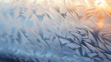 Naklejka premium Delicate frosty patterns cover the car windshield creating a serene and minimalist scene under the early morning light The frozen icy texture is both beautiful and abstract in nature