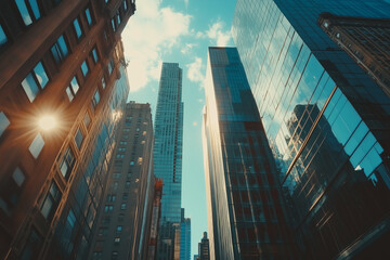 Modern Skyscrapers Against a Blue Sky