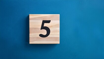 Banner number 5 on blue background, copy space. Generated image