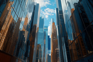 Modern Skyscrapers Against a Blue Sky