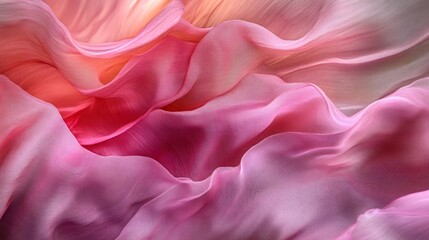 Obraz premium Soft pink silk flowing gracefully in gentle waves, with shimmering textures that reflect light beautifully, exuding luxury and elegance