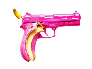 Isolated Pink Gun with Banana Filling