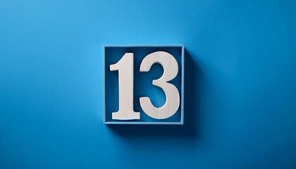 Banner number 13 on blue background, copy space. Generated image