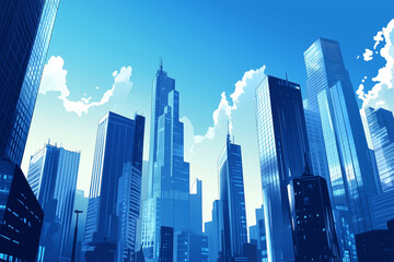 Modern Skyscrapers Against a Blue Sky