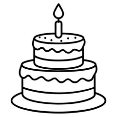 Detailed Cake Outline Drawing for Coloring Page