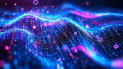 Abstract Blue and Pink Digital Wave