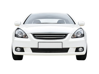 Isolated White Car Front View