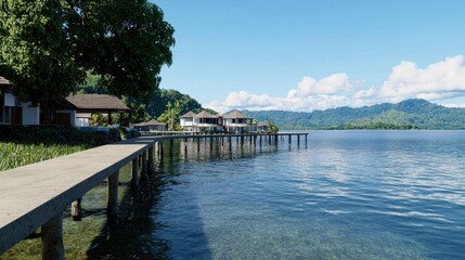 Tropical Island Resort Overwater Bungalows