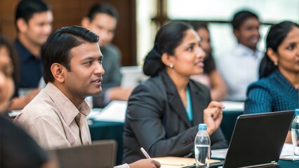 Corporate Workshop Session – Indian professionals participating in a training workshop, engaged in learning and development activities.
