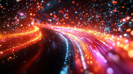 Obraz premium Light trails streak through sparkling cosmic dust