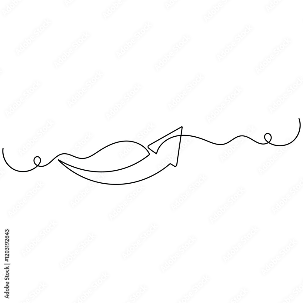 Poster arrow single line art, continuous one line drawing of isolated outline vector icon