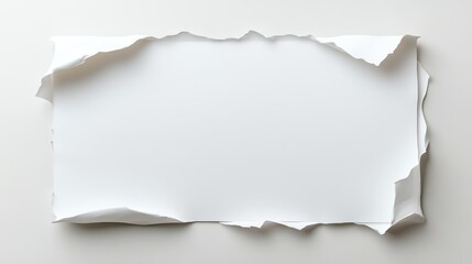 Torn paper edges framing a blank white center, perfect for creative backgrounds and design projects.