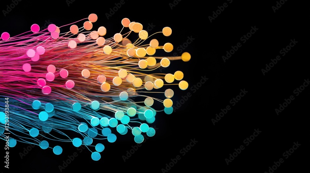 Poster technology and communication abstract representation of digital communication with colorful streams 