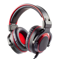  Black and red headphones on white background