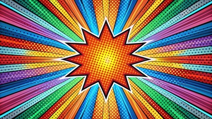 Radial comic book style background with colorful and vibrant patterns , dynamic , art deco,  dynamic , art deco