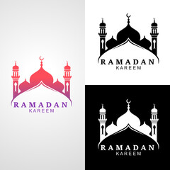Ramadan kareem design with mosque silhouette