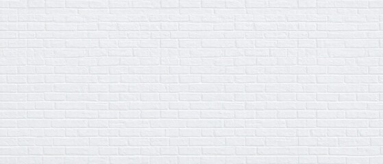 Clean white brick wall with uniform pattern horizontal staggered layout pristine and well maintained ideal for minimalist design backgrounds and textures. Made with generative AI